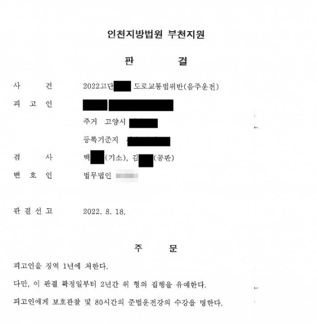집행유예 기간 중 음주운전 사건에서 다시 집행유예가 선고된 사례